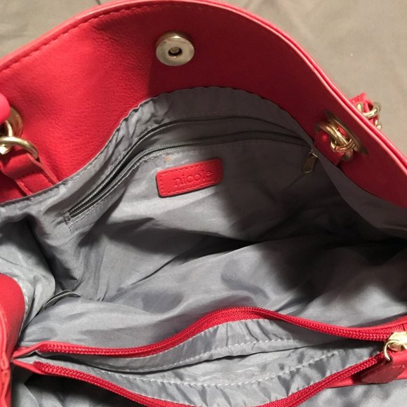 Nicole Miller Red Coral Shoulder Bag Purse - Picture 7 of 9